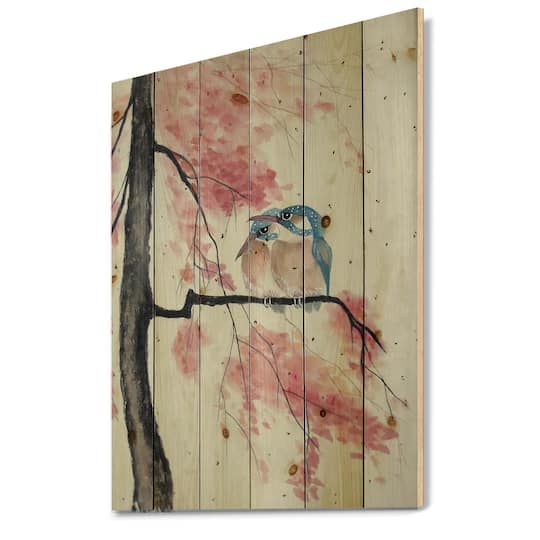 Designart - Two Kingfisher Birds Sit On A Flowering Branch